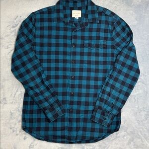 American Eagle Outfitters Blue Plaid Casual Button Down Shirt